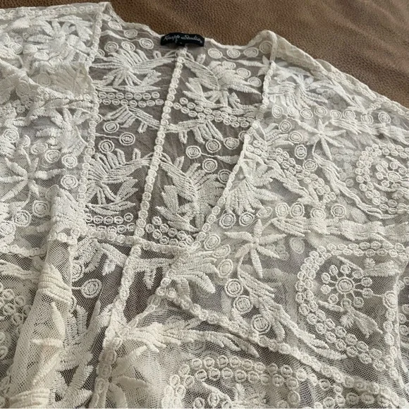 Knapp Studio Ivory Lace Kimono Cardigan Size S (but roomy) - Picture 9 of 13